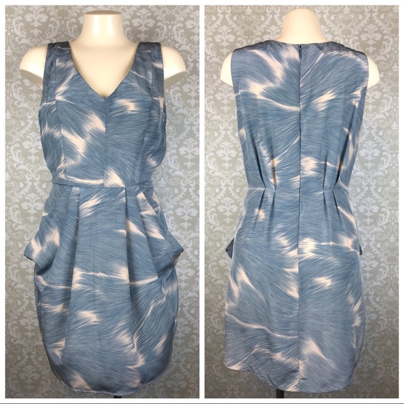 81 Poppies Dresses & Skirts - 81 POPPIES Silk Feather Print Drape Side Dress
